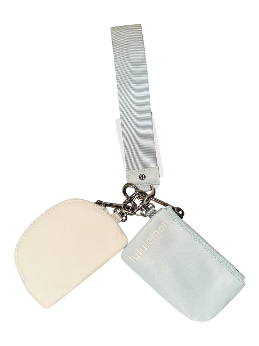 Lululemon Dual Pouch Wristlet Pelican Light Ivory NWT Wallet Keychain